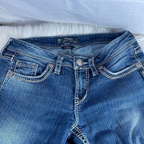 Silver Lola Distressed Bootcut Jeans Sz 28 X 33 - Picture 10 of 13